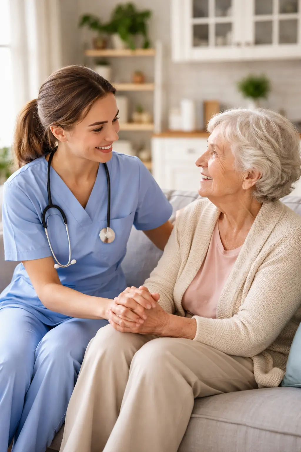 Caregiver supporting a client at home